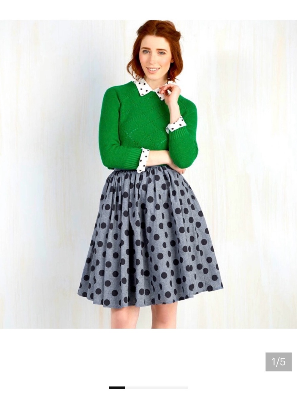 ModCloth Gray & Black Polka Dot Circle Skirt